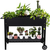 Metal Raised Garden Bed Elevated Planter Herbs Grow Box Bottom Shelf with Wheels