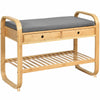 2 IN 1 Bamboo Shoe Rack Stool Seater Entryway Cushioned Bench Storage Organiser