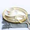 Vintage Golden Round Mirror Glass Candle Tray Plate Vanity Table Perfume Display