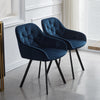 2 x Rotatable Dining Chairs Padded Velvet Seat Metal Legs Swivel Kitchen Modern