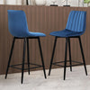 2x Bar Stools Blue Velvet Padded 65 cm/ 75 cm seat Breakfast bar stool Kitchen