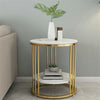White Round Marble Coffee Table Sofa Side Table Anti-drop Fence Corner Cabinet