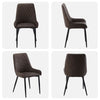 2x Brown Dining Chairs Faux Leather High Back Diamond Design Chairs Modern