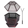 Outdoor Hexagonal Fire Pit BBQ Firepit Brazier Bowl Garden Stove Patio Heater