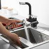 Kitchen Sink Mixer Taps 360° Swivel Spout With Pull Out Spray Faucet & 2 Hose UK