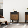 Mondeer Bedside Table Retro End Table with Door & Metal Legs 37x52.5x40 cm Brown
