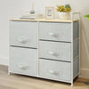 Fabric Bedside Cabinet Metal Frame Storage Unit Chest Of 5 Drawer with Drawers