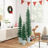 Set of 3 Potted Artificial Christmas Tree Slim Faux Pencil Xmas Tree w/3/4/5 FT