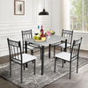 5PCS Modern Kitchen Dining Set Breakfast Bar Table & 4 High Back Padded Chairs