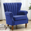 Velvet/Linen Chesterfield Armchair Tufted Wing Back Scalloped Shell Chair Sofa