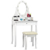 Vanity Dressing Table Set Makeup Desk W/Detachable Tabletop &LED Rotating Mirror