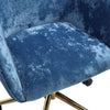 Blue Swivel Computer Desk Chair Crushed Velvet Padded Home Office Gas Lift Chair