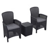 Black Garden Rattan Furniture Set With Storage Table 2 Armchairs Cushion Set NEW