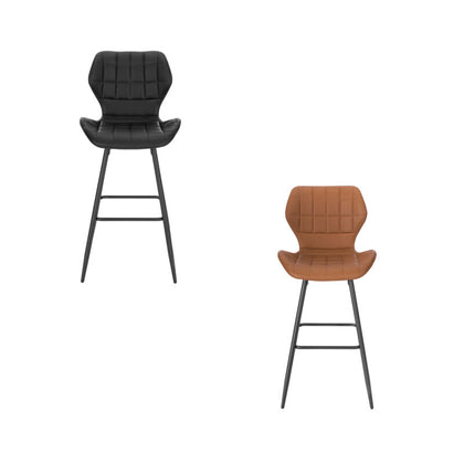 1/2x Bar Stool Kitchen High Chair w/ Backrest Footrest Padded Barstool Cafe Pub