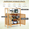 Bamboo Bathroom Storage Cabinet Freestanding Storage Organizer Double Doors