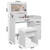 Dressing Table with Drawers, Mirror Stool Set Makeup Desk Vanity Table Bedroom