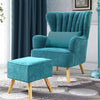 Sofa Wing Back Armchair Tub Chair Fabric Fireside Lounge + Foot Stool Bedroom