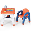 Kids Table and Chair Set Children Activity Art Study Desk Set W/ Building Blocks
