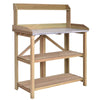 3 Tier Garden Patio Potting Table Wooden Planting Bench Workstation with Hooks