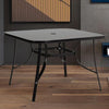 Square Cafe Table Dining Bistro Tables Furniture with Umbrella Hole Metal Leg