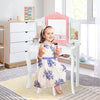 Kids Vanity Table & Stool Set Beauty Makeup Dressing Table Detachable Top Desk