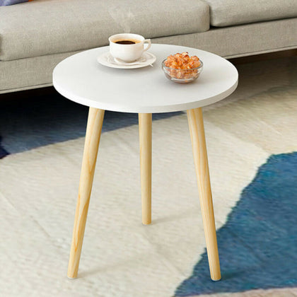 Solid Wood Round Coffee Snack Table Bedside Sofa End Tables For Living Room Deck