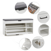 Mondeer Shoe Bench Shoe Cabinet with Seat Storage and Flip-up Drawer White Grey