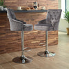 Luxury Black Grey Velvet Swivel Bar Stool Lion Knocker & Cross Stitch High Back