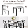 5PCS Modern Kitchen Dining Set Breakfast Bar Table & 4 High Back Padded Chairs