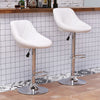Set of 2 Bar Stools PU Leather Adjustable Height Gas Lift Chrome Base Home Pub