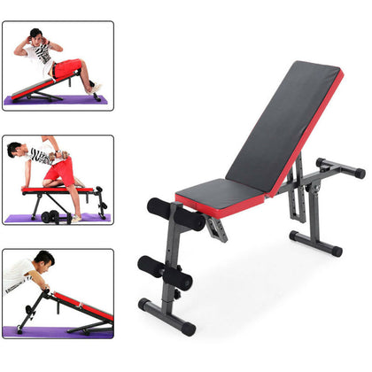 Adjustable Foldable Weights Bench Press Dumbbells Dip Station Lifting Gym Sit Up