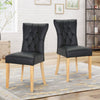 Set of 2 Dining Chairs High Back PU Leather Kitchen Chair Modern Wood Legs Home