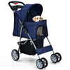 4-Wheel Pet Stroller Dog Cat Walk Travel Carrier Carriage with Storage Basket