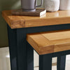 Modern Blue Painted Solid Wood Nest of 2 Side End Coffee Tables Living Room Set