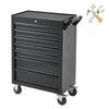 Black Steel Tool Trolley Cabinet with Wheels Workshop Storage Chest Carrier Cart