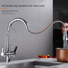 3 Ways Kitchen Mixer Taps Pure Water Filter Pull Out Spray Head Swivel Spout Tap