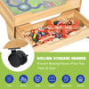 100 PCS Kids Wooden Train Track Railway Set Activity Table W/ Rolling Drawer