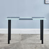 Black White Dining Table Tempered Glass Top Metal Legs Kitchen Dining Room Home