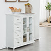 2-door Buffet Sideboard Modern Pantry Cupboard Tempered Glass Cabinet 4 Drawers
