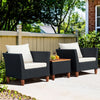 3 Piece Outdoor Rattan Furniture Set Sectional Patio Bistro Sofas & Table Set