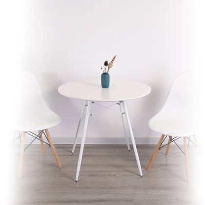 23 Inch Dining Table Round Kitchen Table Coffee Table w/Metal Legs Wooden Top