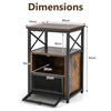 3-tier Industrial Nightstand Wooden Bedside Table End Table w/ 2 Flip Drawers