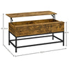 Industrial Split Lift-top Coffee Table with Storage Compartments & Metal Legs