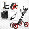 4 Wheel Golf Trolley Lightweight Folding Golfs Push Pull Cart with Umbrella