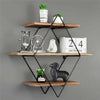 3 Tier Wood Floating Shelves Farmhouse Hanging Display Shelf Artistic Wall Rack