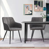 Set of 2 Grey/Brown/Beige Dining Chairs Fuax Leather Padded Seat Metal Legs PU