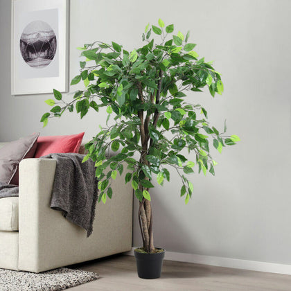 120cm Artificial Banyan Tree Realistic Fake Potted Green Plant In/ Outdoor Decor