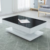 Black Glass Coffee Table White High Gloss Table with Storage Drawers Home Office