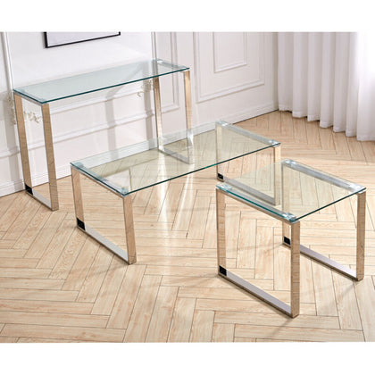Living Room Furniture Glass Coffee Table Console Table Side End Table Chrome Leg