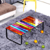 Rainbow Glass Coffee Table Metal Leg Side End Side Table Living Room Rectangle
